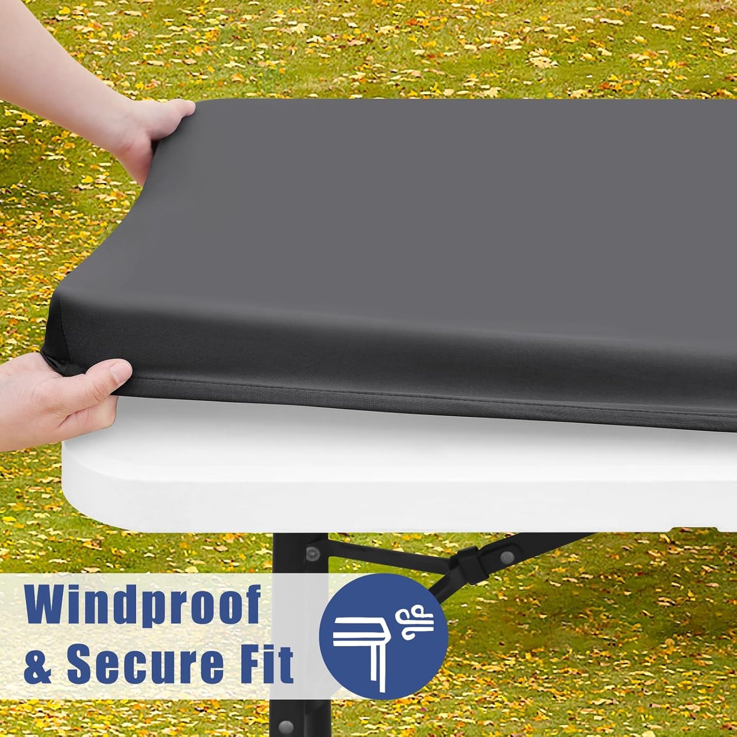 Spandex 8 Foot Rectangle Table Cloth 2 Pack, Elastic Fitted Tablecloths for Picnic, Stretch Washable Patio Table Cover for Outdoor, Camping, Banquet and Parties (Dark Grey, 30"x96")