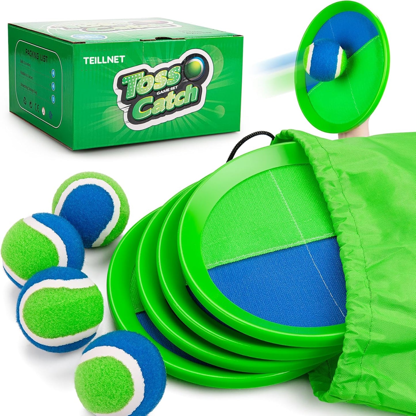 Toss and Catch Ball Set Upgraded - Kids Toys Outdoor Games for Whole Family - Water-Resistant Great for Beach Pool Yard Games - Classic Gift for Boys Girls 3 4 5 6 7 8 9 10 11 12+ Years Old