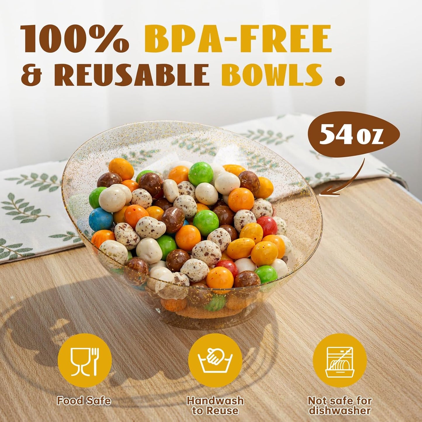 Liacere 16 Pack Gold Plastic Serving Bowls - 20 OZ Angled Party Table Salad and Fruit Bowls Disposable for Chip&Candy, Ideal for Wedding＆ Thanksgiving