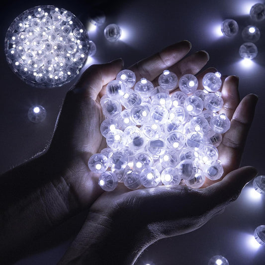 50pcs Balloon Lights Mini Led Lights Round Long Standby Time Ball Lamps Paper Lantern Balloon Lamps for Birthday Party Christmas Halloween Decoration White
