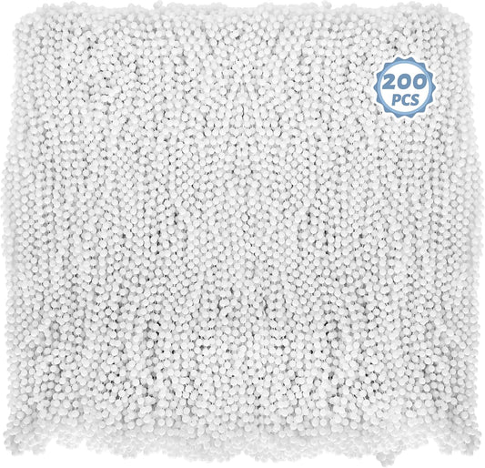 200 PCS Beaded Necklace, 33" Mardi Gras Beads, White Bead Necklace Bulk, Mardi Gras Party Costume Accessories Parade Throws Beads Bulk for Wedding Pirate Baby Shower Party Favors Supplies Decor