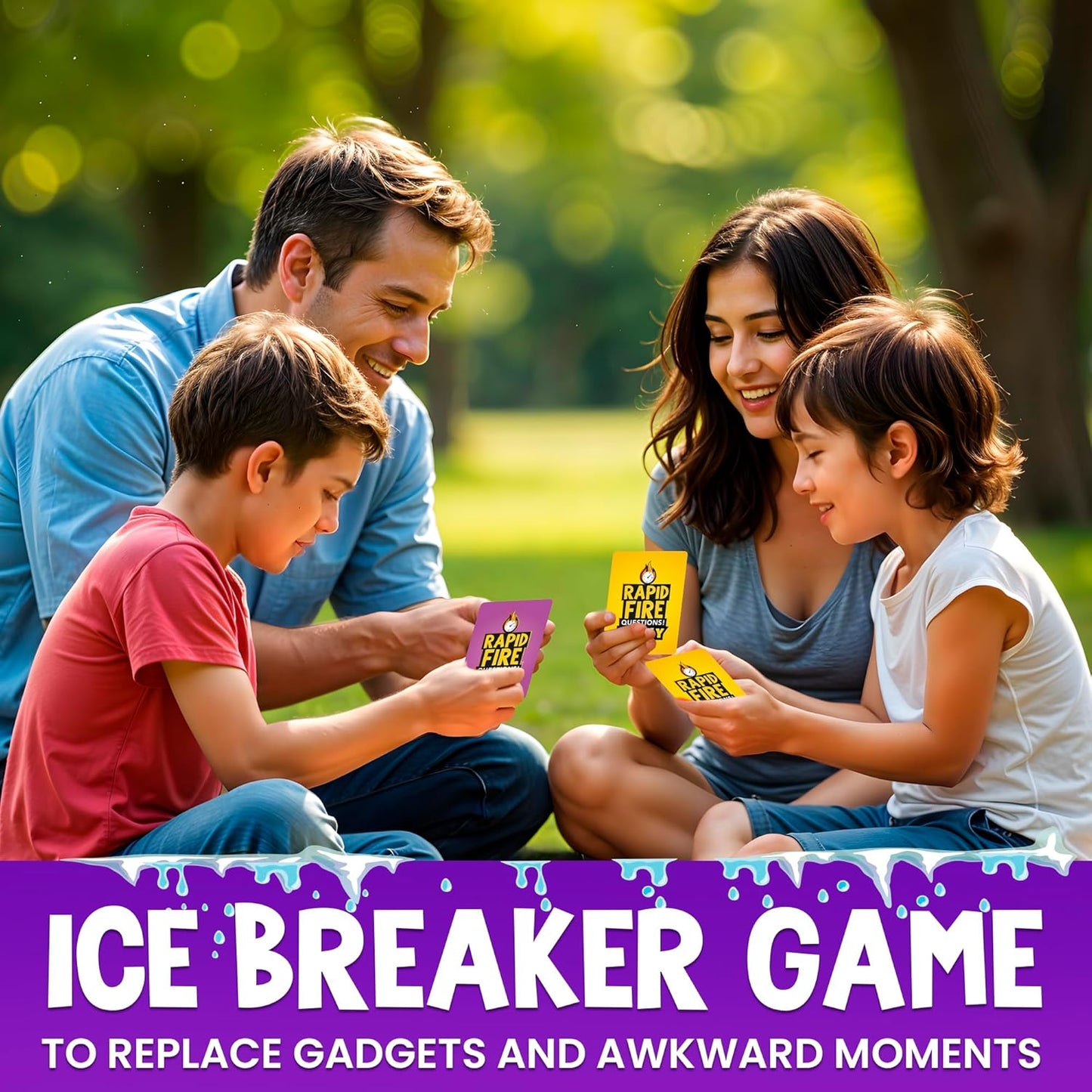 QUOKKA Family Conversation Cards Game - Break The Ice Game for Kids and Families - Icebreaker Cards with 500+ Questions - Family Games for Kids 8-12 - Perfect for Family Night I Premium Version