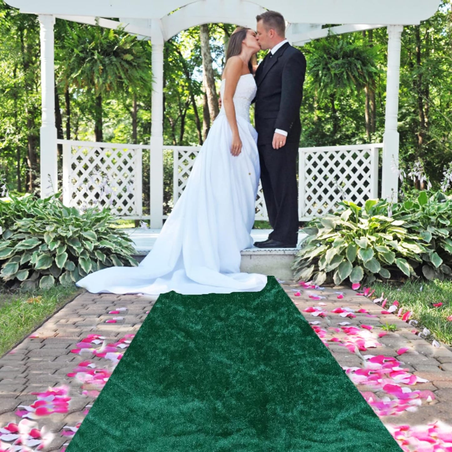 FUHSY Green Wedding Aisle Runner Velvet Aisle Runner for Wedding Ceremony 4ftx30ft Beach Carpet Runners for Party Cloth Aisle Runners for Weddings Outdoor Aisle Floor Runner Runway Rug for Church