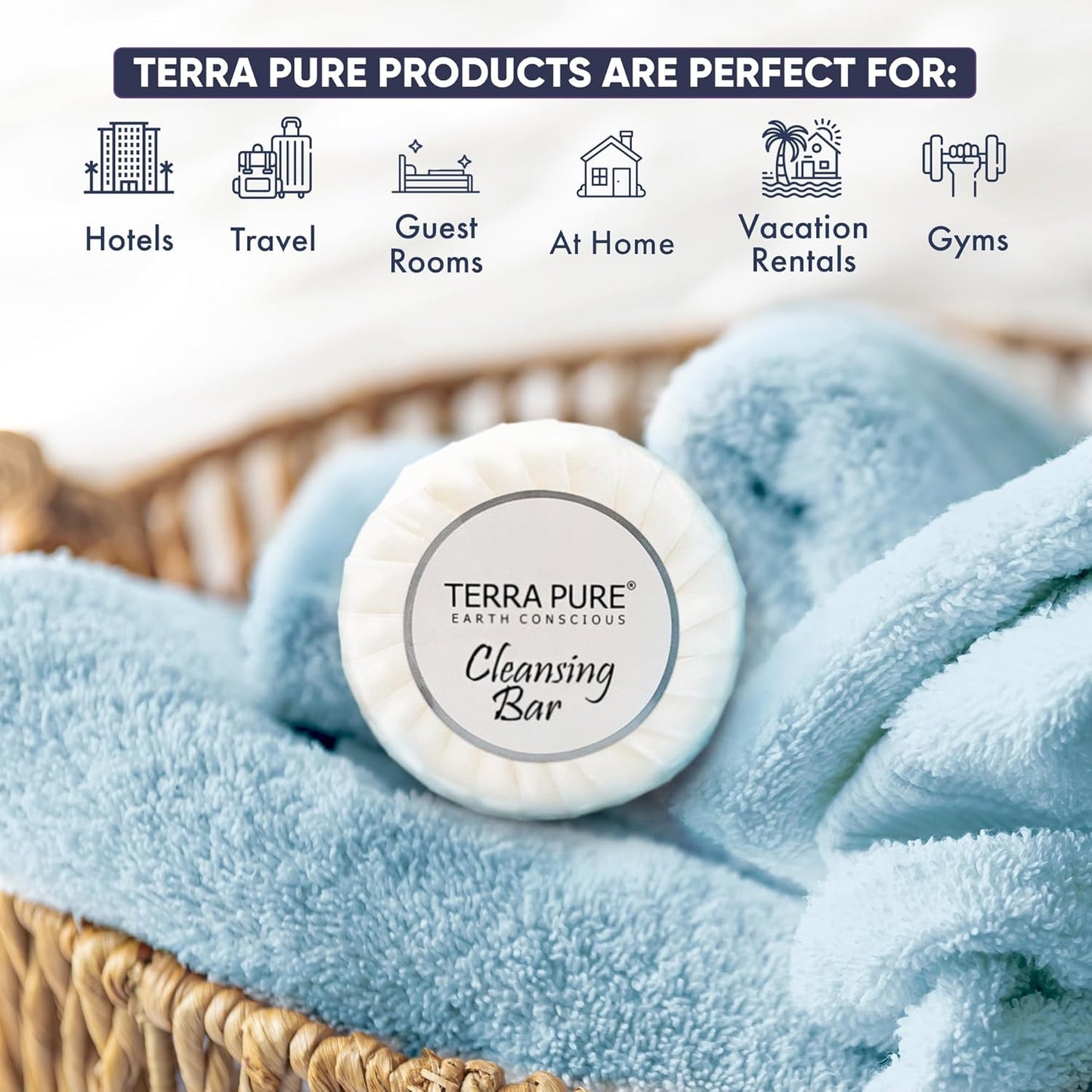 Terra Pure White Tea & Coconut Soap | Travel Size Toiletries Bulk Set for Hotel Essentials | 0.6 oz Bar Soap | 100 Pieces