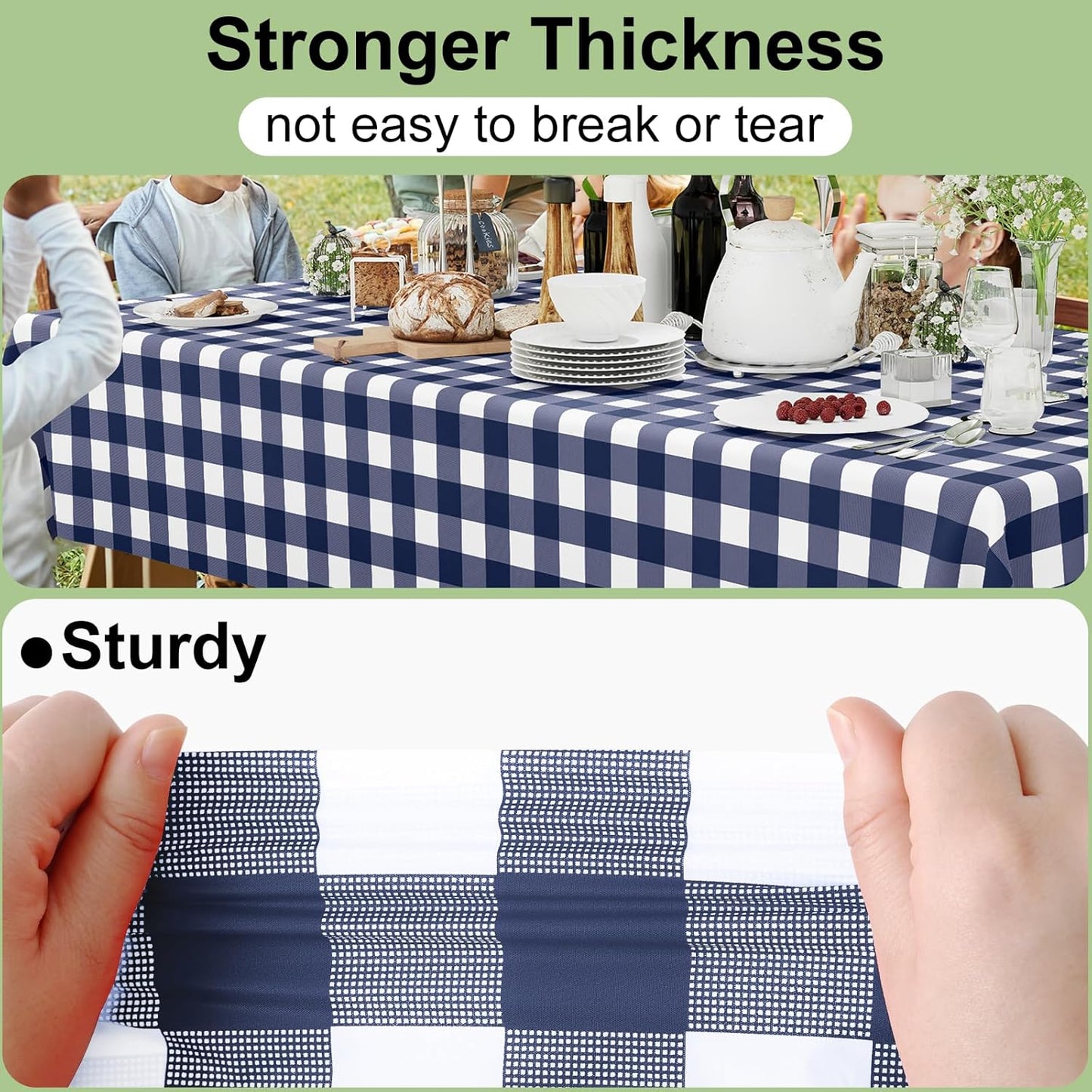 Smiry 54 Inch x 300 Feet Disposable Table Cover Roll, Navy & White Plastic Table Cloth in Cut-to-Size Box with Slide Cutter, Waterproof Rectangle Tablecloths for Weddings, Banquets, Outdoor