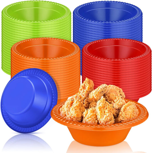Lallisa 100 Pcs 12oz Colorful Disposable Plastic Bowls Dessert Cups Ice Cream Snack Salad Soup Food Serving Bowls for Autumn Thanksgiving Christmas Party Favor Picnic