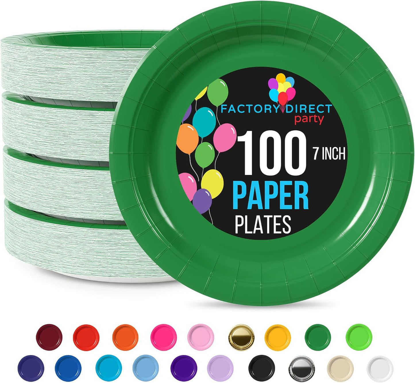 Exquisite Party Solids Emerald Green Paper Plates Disposable Heavy Duty 7 Inch Emerald Green Disposable Plates For Party 100 Pcs Heavy Duty 350 GSM, Birthday Supplies