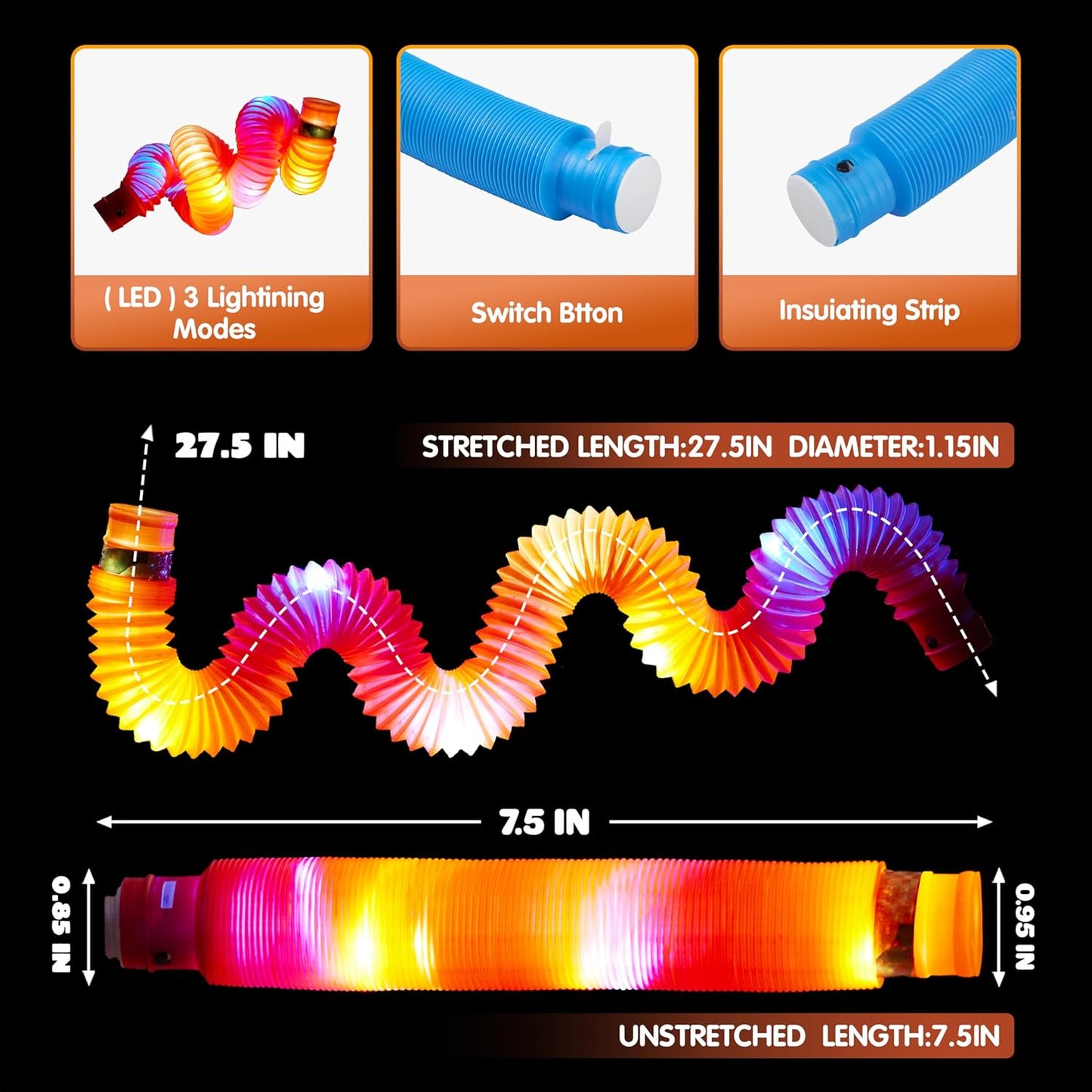 JOYIN 9 Pack Halloween Glow Sticks Party Favors for Kids, Light Up Pop Tubes Glow Necklaces Bracelets Party Supplies for Toddlers Boys Girls Birthday Gifts, Christmas, Goodie bags