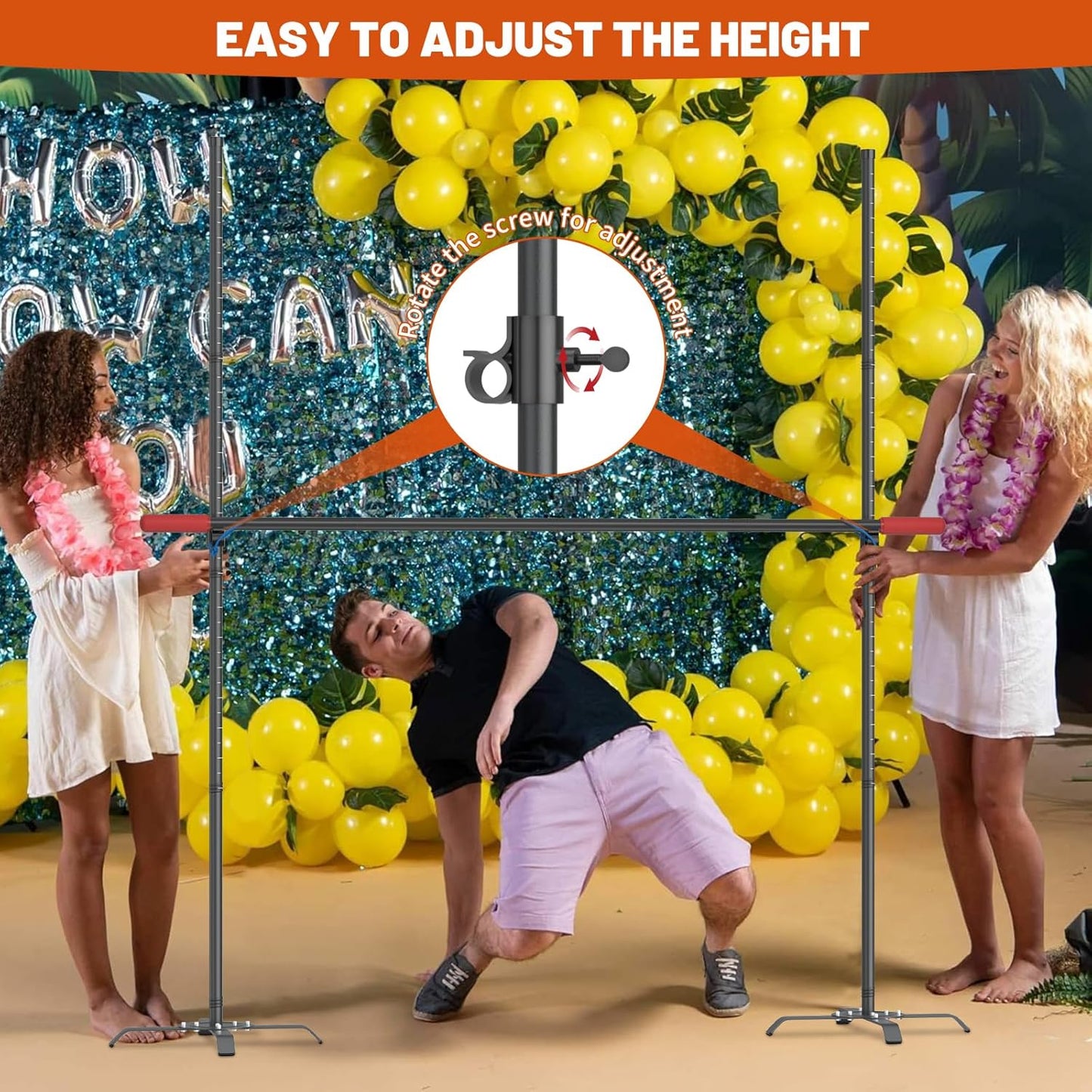 Limbo Game for Adults, Metal Limbo Stick Set Simple Setup Anti-Drop Limbo Pole for Outdoor Backyard Luau Carnival Party