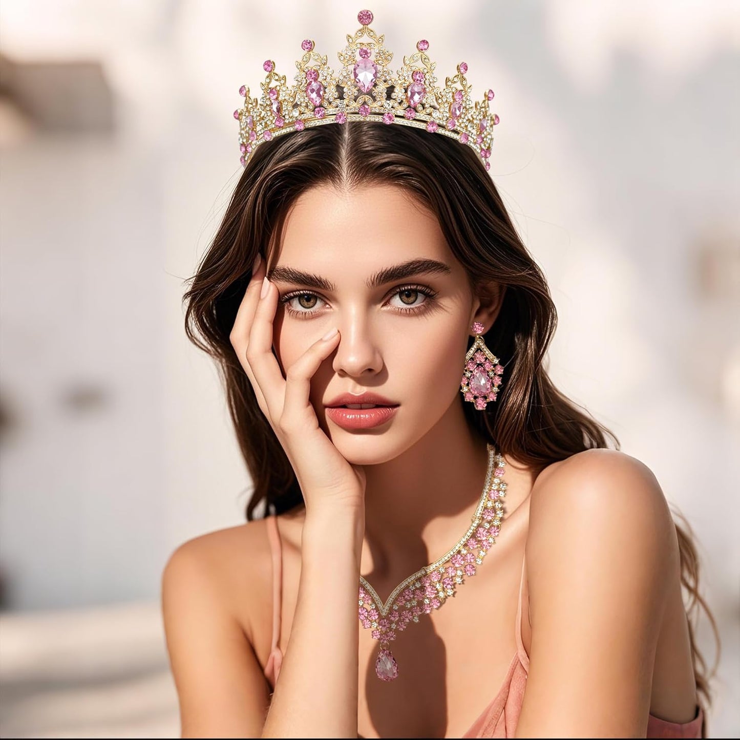 Crowns and Tiaras jewelry sets for Wedding princess birthday party Halloween Prom Pageant Jewelry for Women Crystal Bridal Jewelry Set for women
