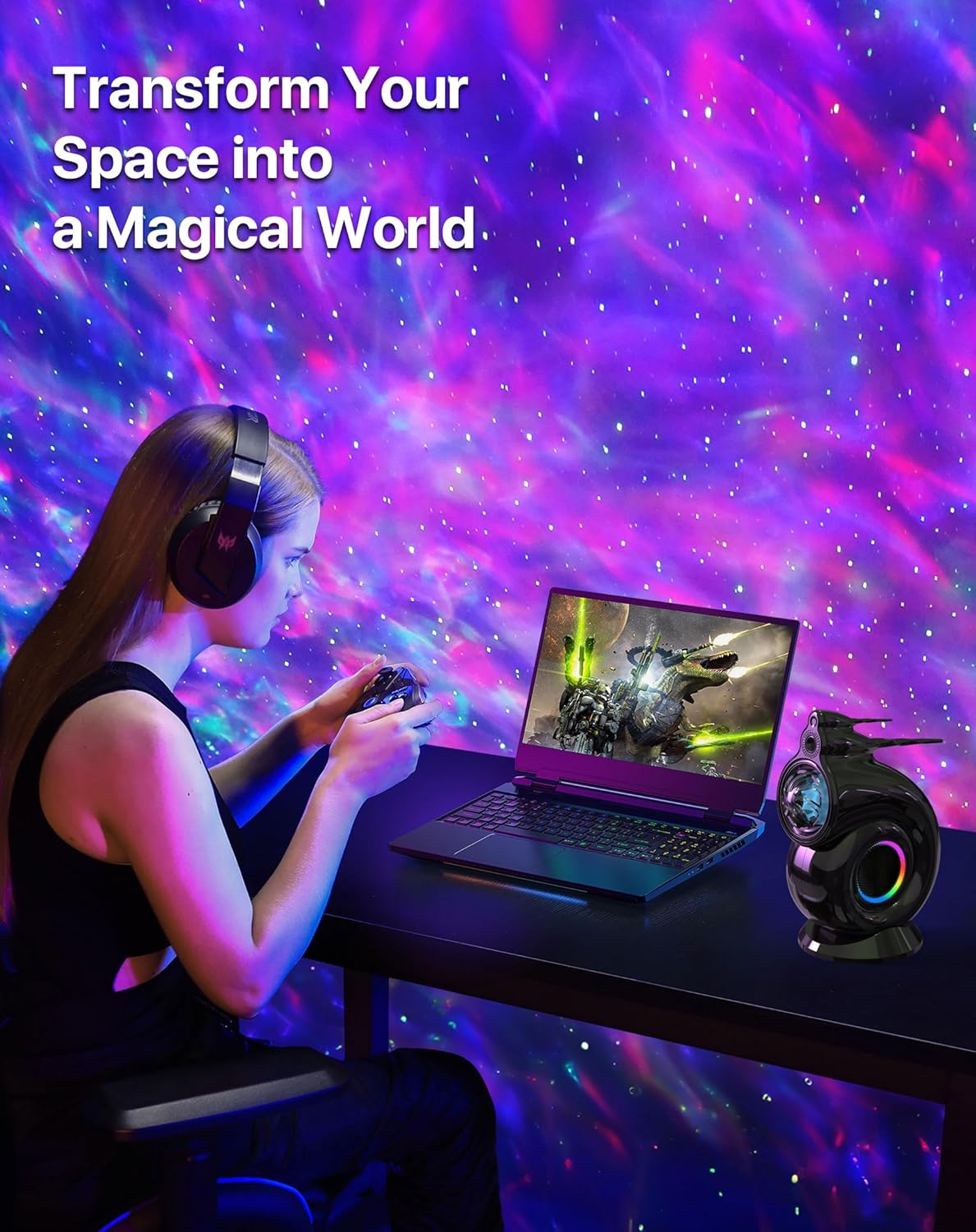 Rossetta Galaxy Projector, Star Projector LED Lights for Bedroom, Night Light for Kids Room with Timer and Remote, Room Decor Aesthetic, Home Decor, Gifts for Adults, Teens, Christmas, Birthday