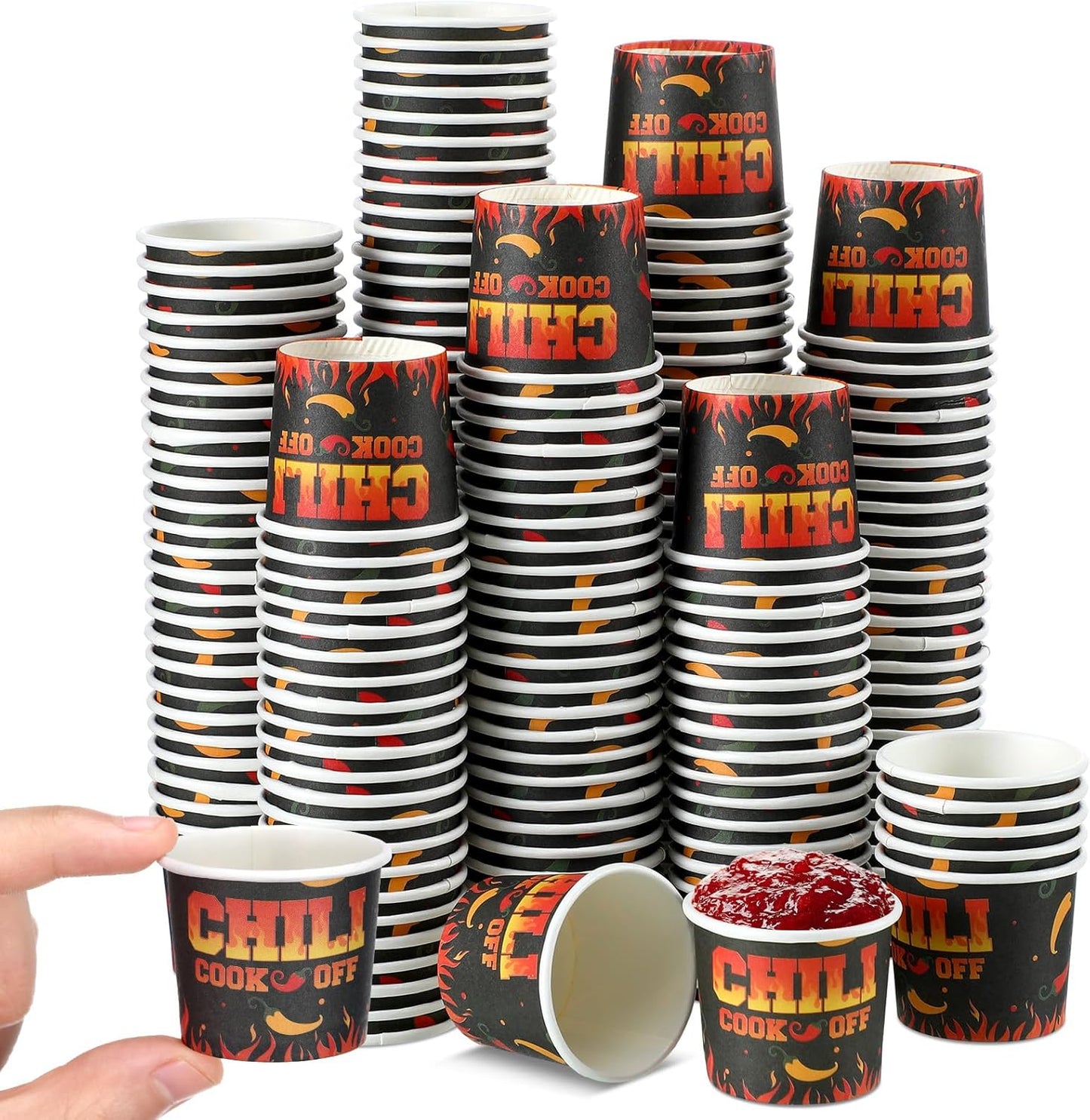 300 Pcs 2 oz Chili Cook off Decorations Mini Chili Cook off Cups Disposable Food Sample Cups Small Tasting Paper Bowls for Mexican Back to School Party Supplies