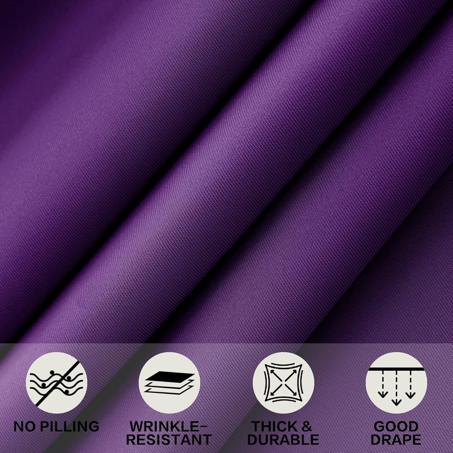 6ft Purple Stretch Tablecloth for Rectangular Tables - Flared Wrap Design, Waterproof, Wrinkle-Resistant, Washable - Ideal for Weddings, Parties, Banquets & Table Protection