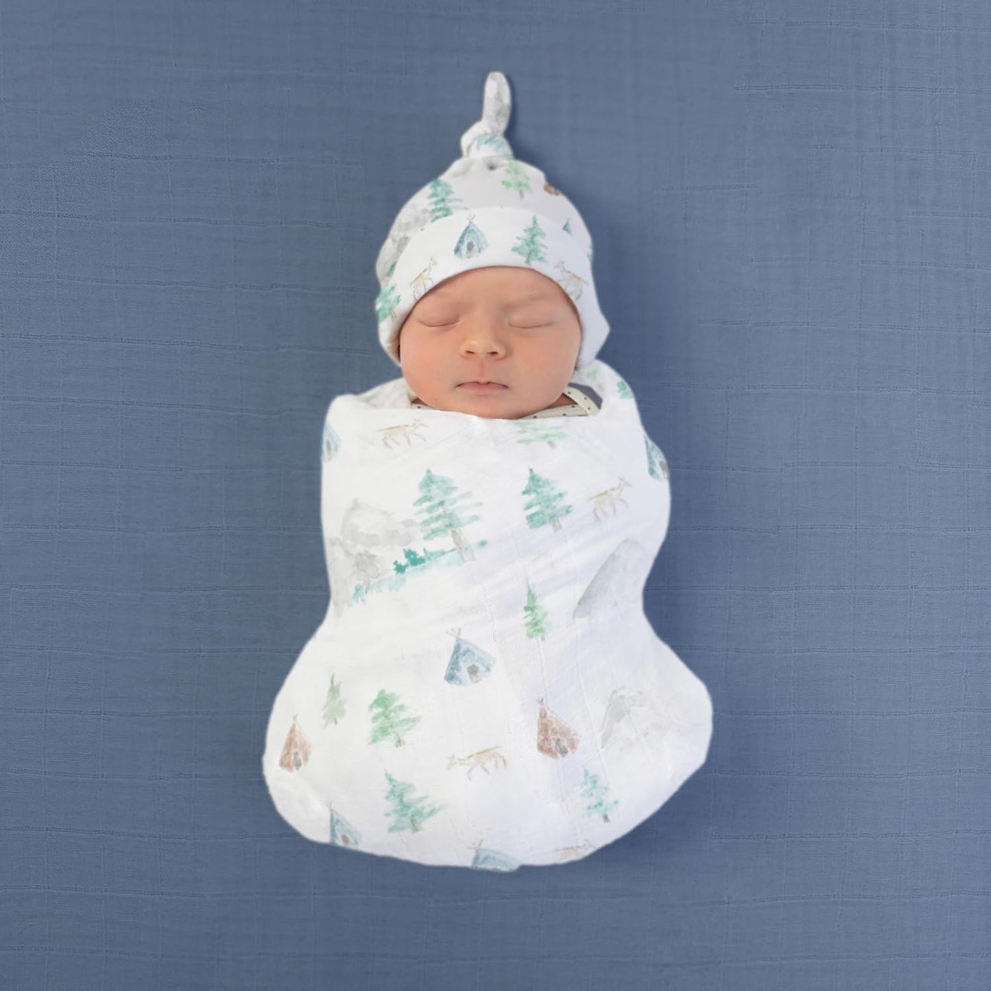 SwaddleDesigns Cotton Muslin Swaddle Blankets for Baby Boy & Baby Girl, Set of 4, Neutral Receiving Blankets for Newborn, Baby Registry & Gift, 46x46 inches, Watercolor Mountains & Trees