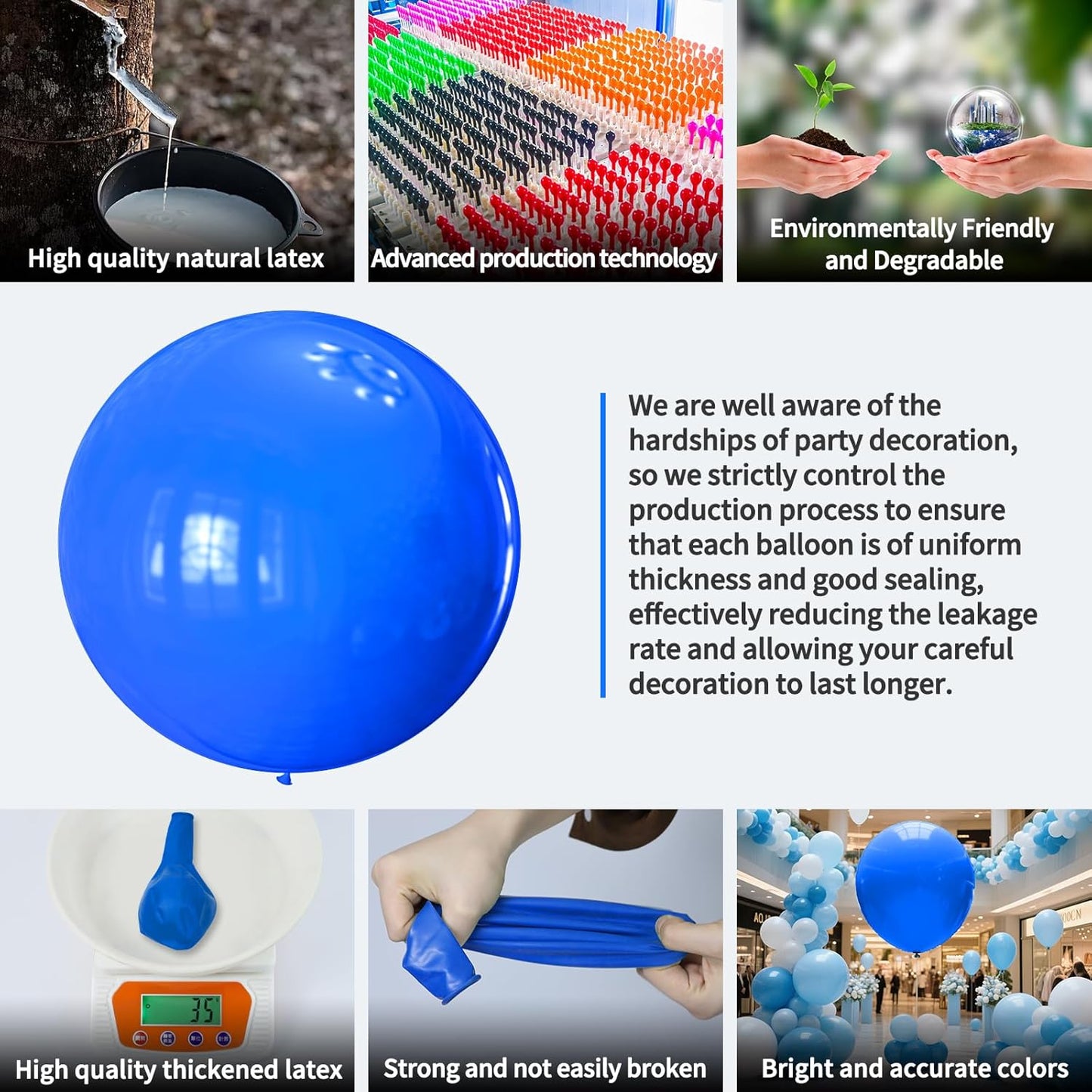 KAWKALSH Dark Blue Balloons 9pcs 36 Inch Extra Large Big Jumbo Giant Matte Navy Blue Latex Balloons for Graduation New Year Weddings Father's Day Baby Shower Birthday Party Decorations