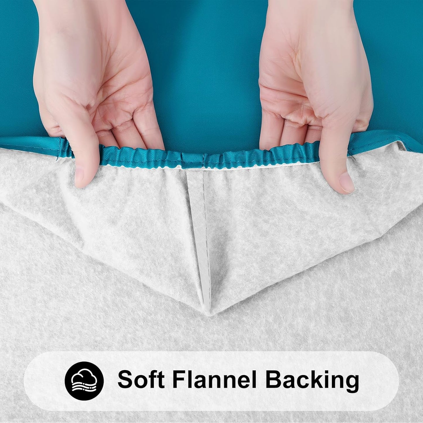 Smiry Rectangle Tablecloth, Elastic Fitted Flannel Backed Vinyl Tablecloths for 4ft Folding Tables, Waterproof Wipeable Table Covers for Indoor, Outdoor, Picnic and Camping (Turquoise, 30"x48")