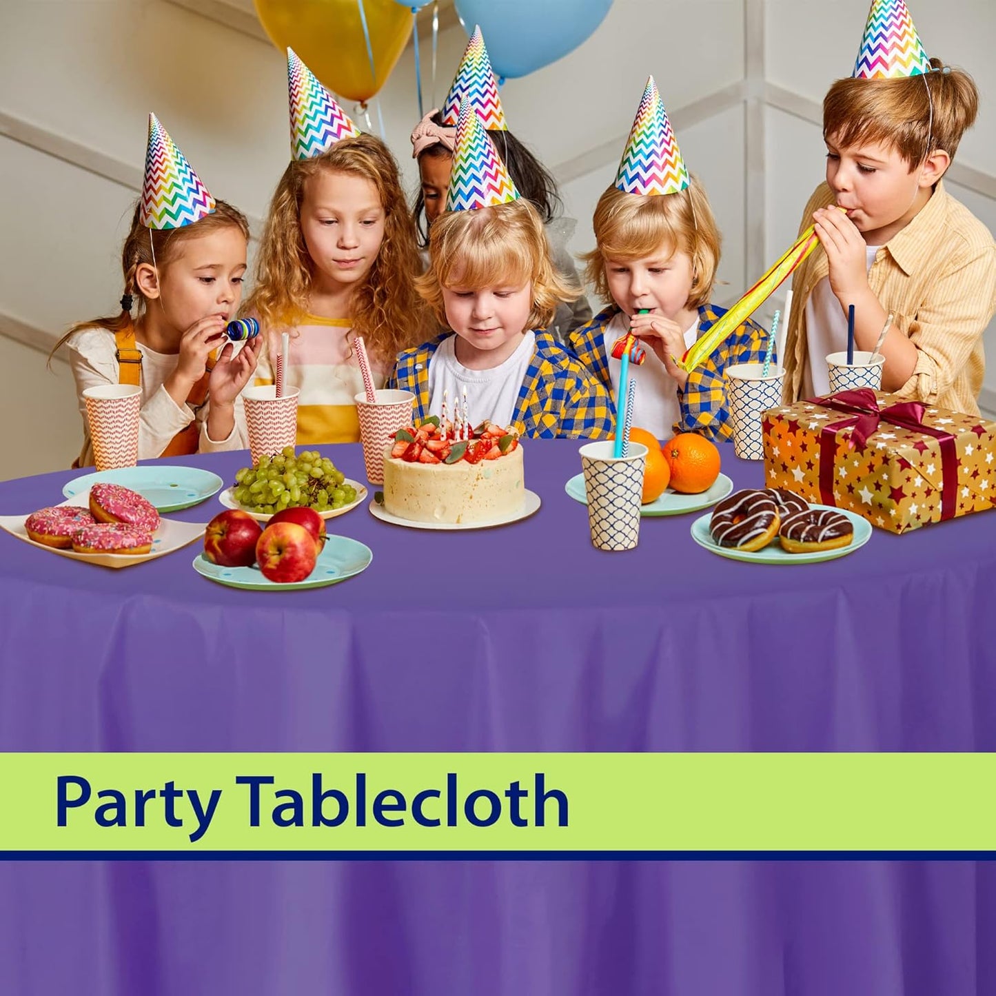 Purple Disposable Plastic Tablecloth for Round Tables (12 Pack) 84 inches Table Cloths for Parties, Events & Weddings, Indoors & Outdoors, Plastic Table Cover