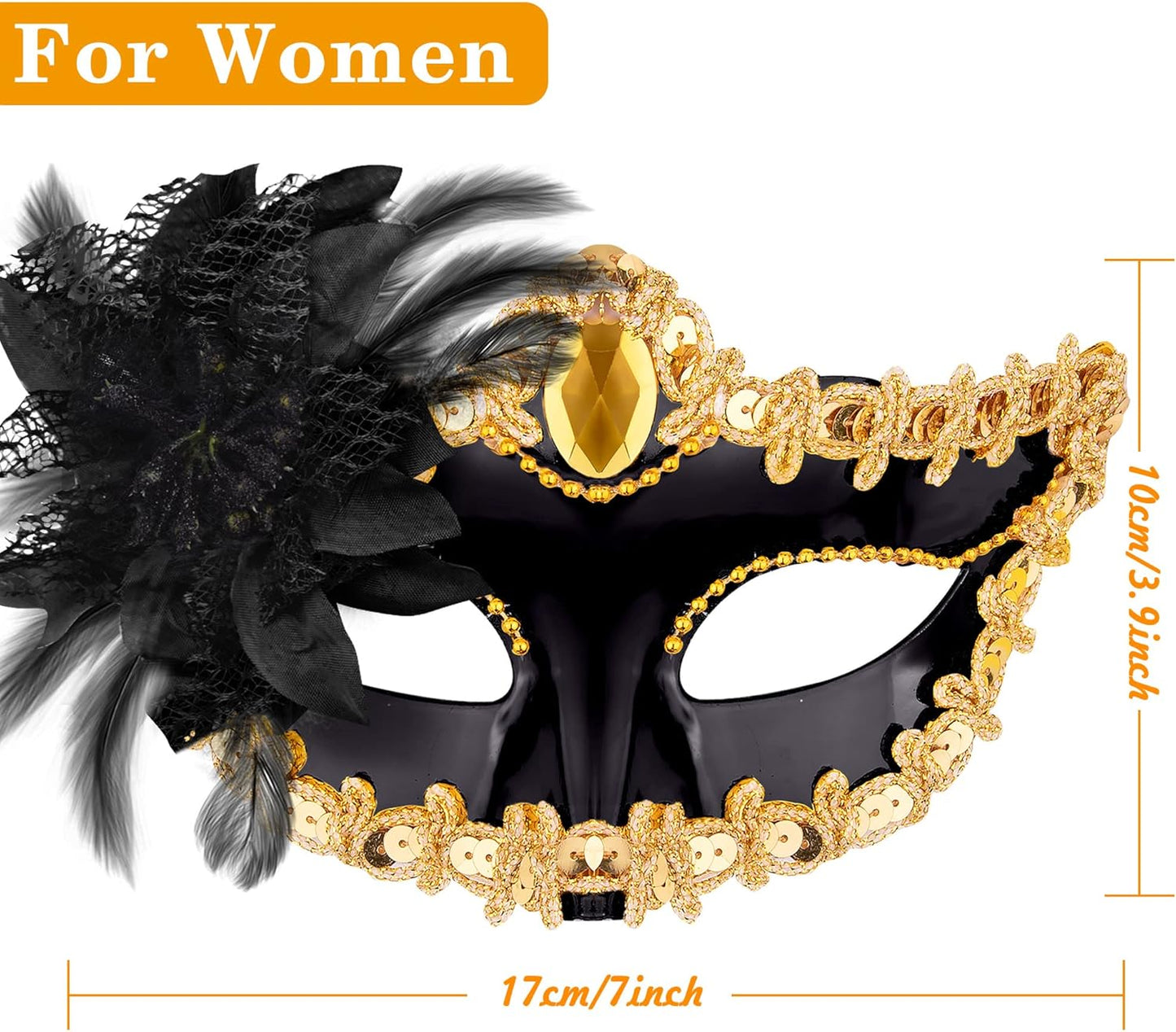 SIQUK Couple Masquerade Masks Set Venetian Party Mask Plastic Halloween Costume Mask Mardi Gras Mask for Women and Men