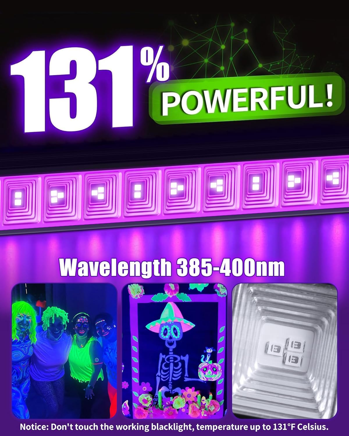 42W LED Black Light Bar, IP66 Waterproof Blacklight Bar with 6ft Cord+Plug+Switch, Black Lights for Glow Party, Fluorescent Poster, Body Paint, Birthday, Halloween, Bedroom, Classroom