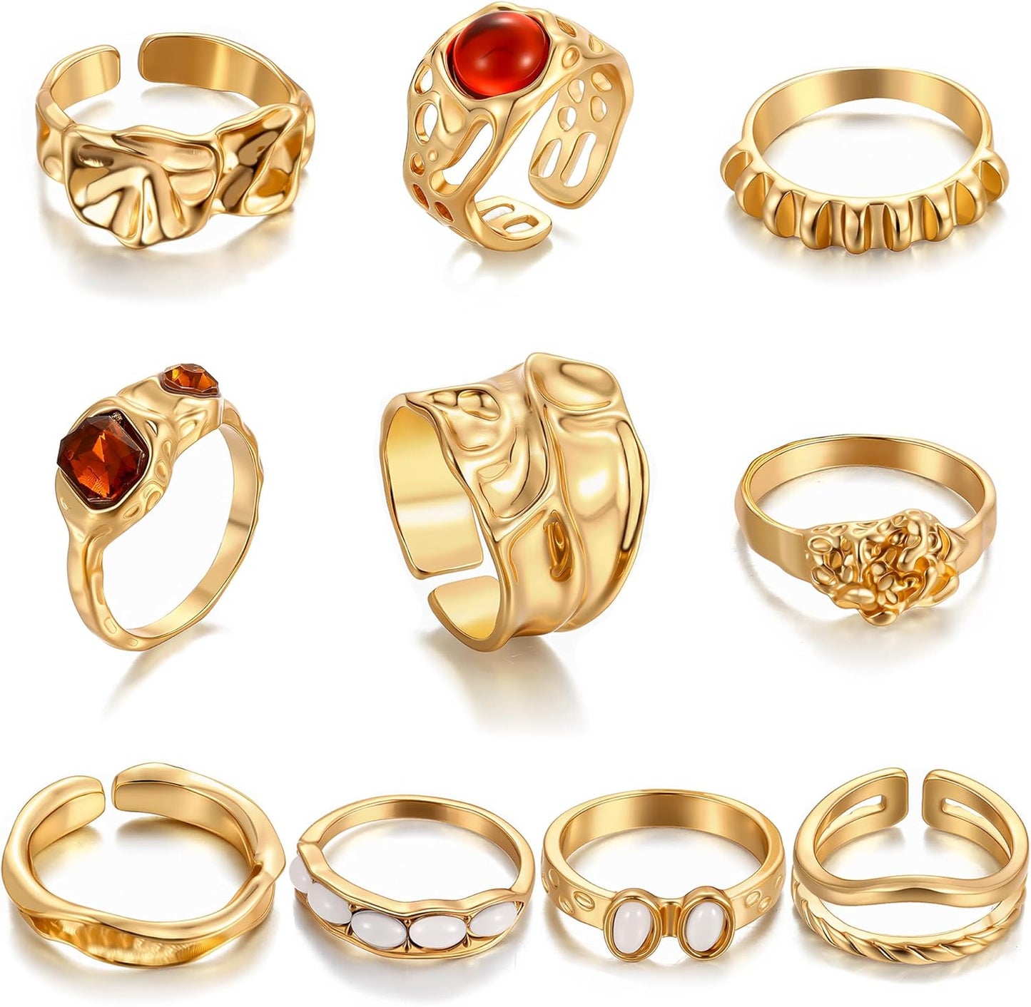 iF YOU 25 Pcs Gold Knuckle Ring Set for Women, Chunky Stackable Finger Midi Rings, Silver Simple Stacking Cute Rings Pack Trendy Stuff Jewelry Gift