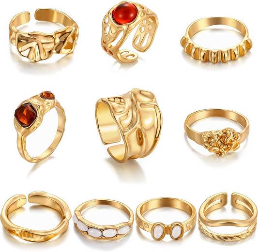 iF YOU 25 Pcs Gold Knuckle Ring Set for Women, Chunky Stackable Finger Midi Rings, Silver Simple Stacking Cute Rings Pack Trendy Stuff Jewelry Gift