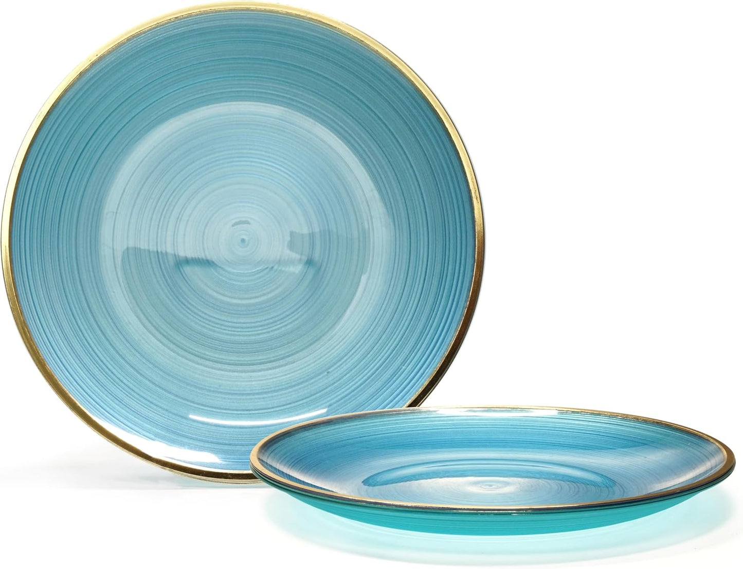 " OCCASIONS " 50 Plates Pack (25 Guests)-Wedding Party Disposable Plastic Plate Set -25 x 10'' Dinner + 25 x 7'' Salad & Dessert plates (Belize in Blue & Gold)