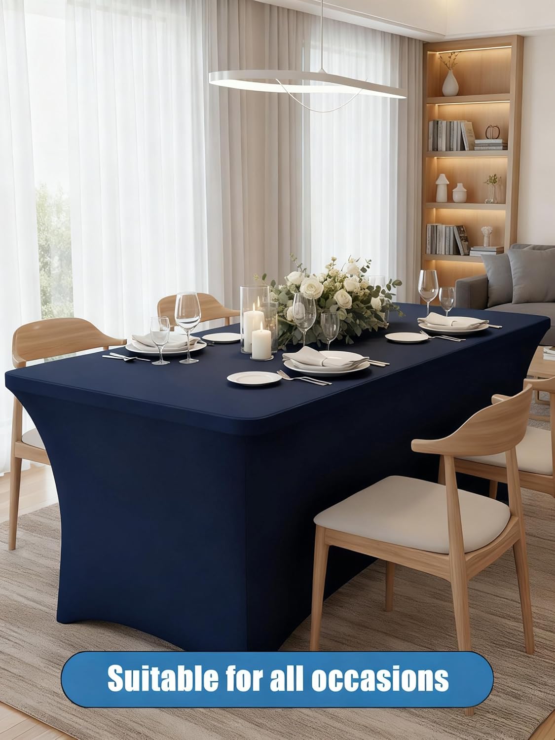 6FT White Table Cloth - 6 Pack Fitted Stretch Rectangle Spandex Tablecloth, Washable Table Cover for Party, Picnic, Wedding, Banquet, Birthday and Festival(30" x 72")