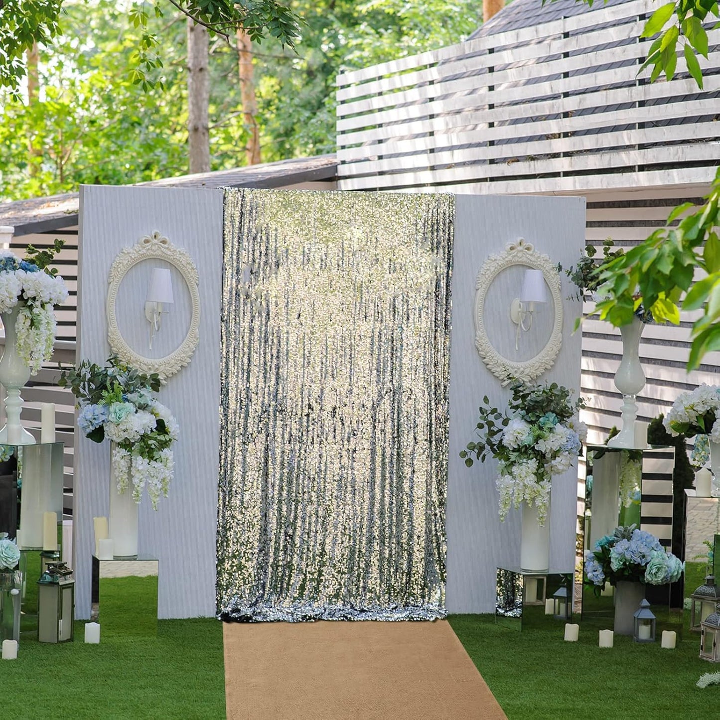 Tudomro 40 Inch x 15 Ft Extra Long Natural Burlap Wedding Aisle Runner Outdoor Jute Burlap Aisle Runner for Wedding Ceremony Rustic Indoor Carpet for Walkway (Elegant Style)