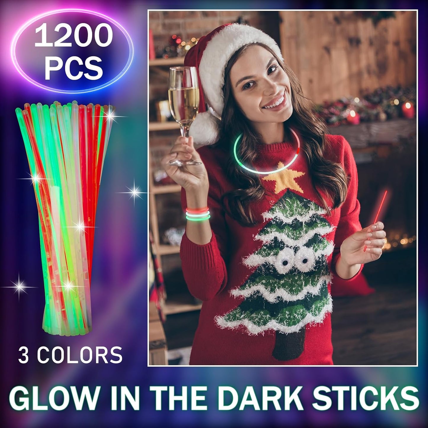 Libima 600 Pcs Glow Sticks Bulk with Connectors 8 Inch Glow Stick Necklaces Glow Stick Bracelets Bulk Glow in the Dark Party Supplies for Easter Christmas New Year