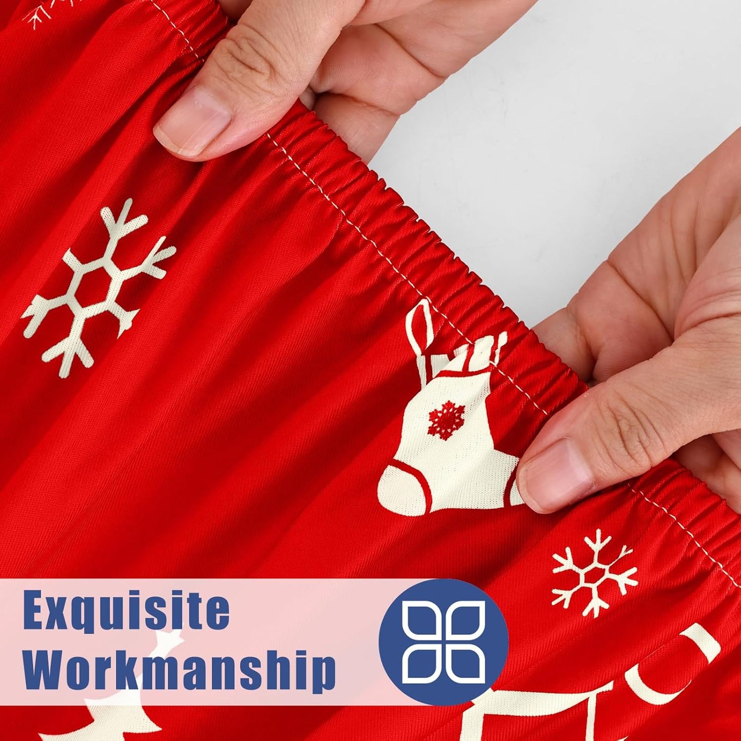 Spandex 6 Foot Rectangle Christmas Table Cloth 2 Pack, Elastic Fitted Tablecloths for Picnic, Stretch Washable Patio Table Cover for Christmas Dinner (Box Snowflake, 30"x72")