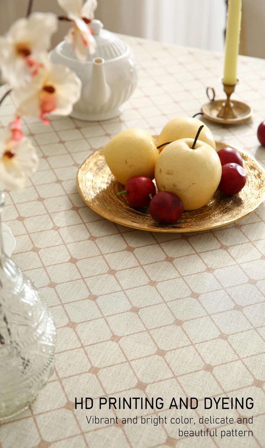 ISAENNE Designer Vintage Linen Floral Extra Long Rectangle Tablecloth,Fall Colorful Modern Table Cloth,Anti-Wrinkle Decor Tablecloths for Dining Thanksgiving Kitchen Christmas,63"*110"-Bertina E