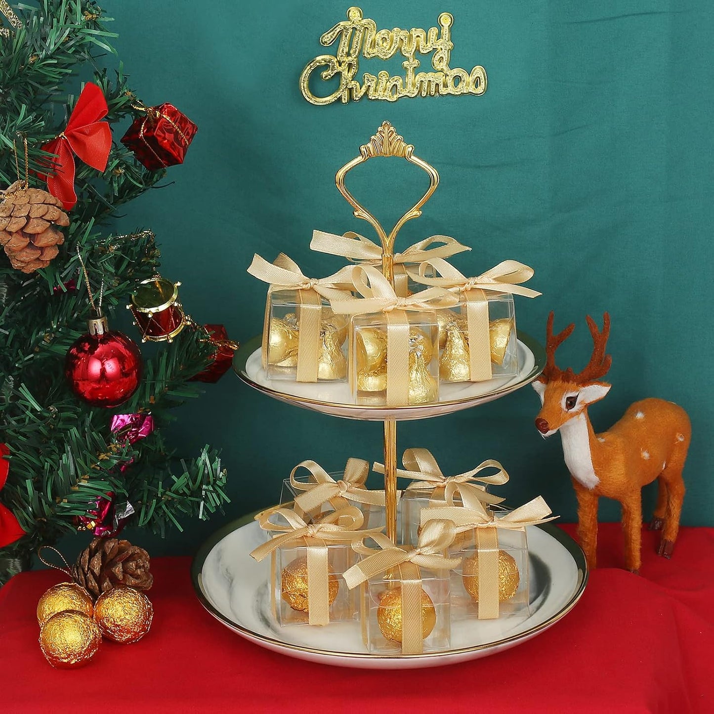 COTOPHER 60 Pcs Clear Favor Boxes, 1.5x1.5x1.5 Inch Single Chocolate Truffle Box, Plastic Mini Cube for Wedding Favors, Baby Shower, Small Gifts