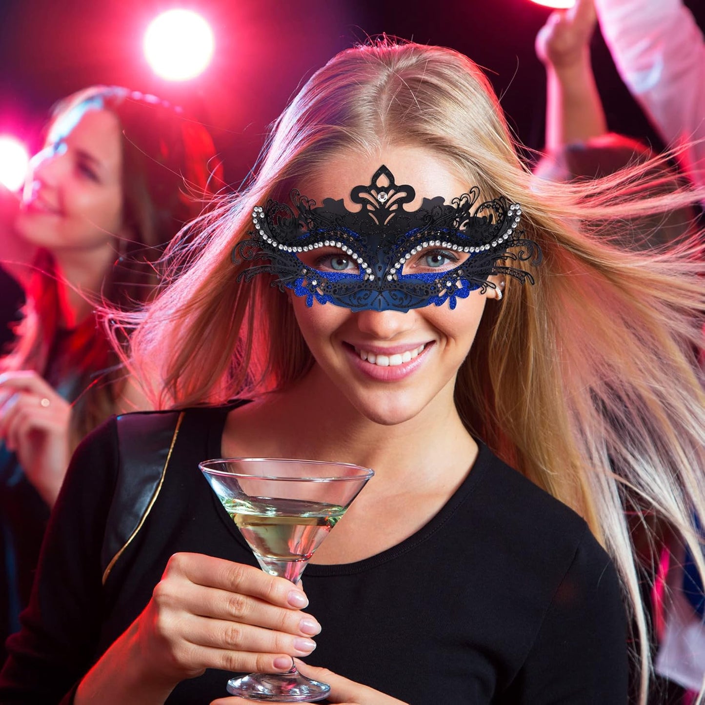 SIQUK Couple Masquerade Masks Metal Venetian Party Mask Halloween Costume Mask Mardi Gras Mask for Couples Women and Men