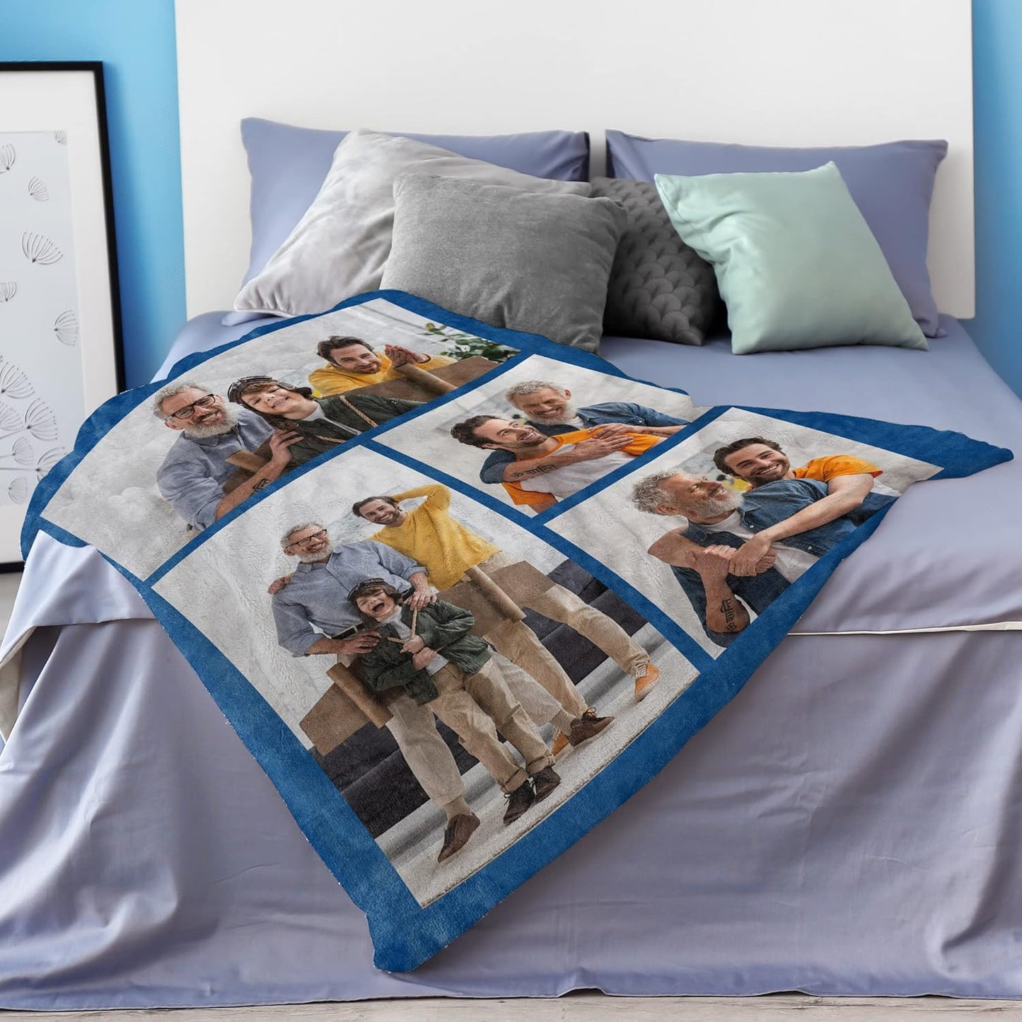 Custom Blanket with Photos Personalized Picture Throw Blankets Gifts for Women Lover Friend Customized Picture Gifts Flannel Blanket Christmas Anniversary Birthday Wedding 40"X50" Made in USA