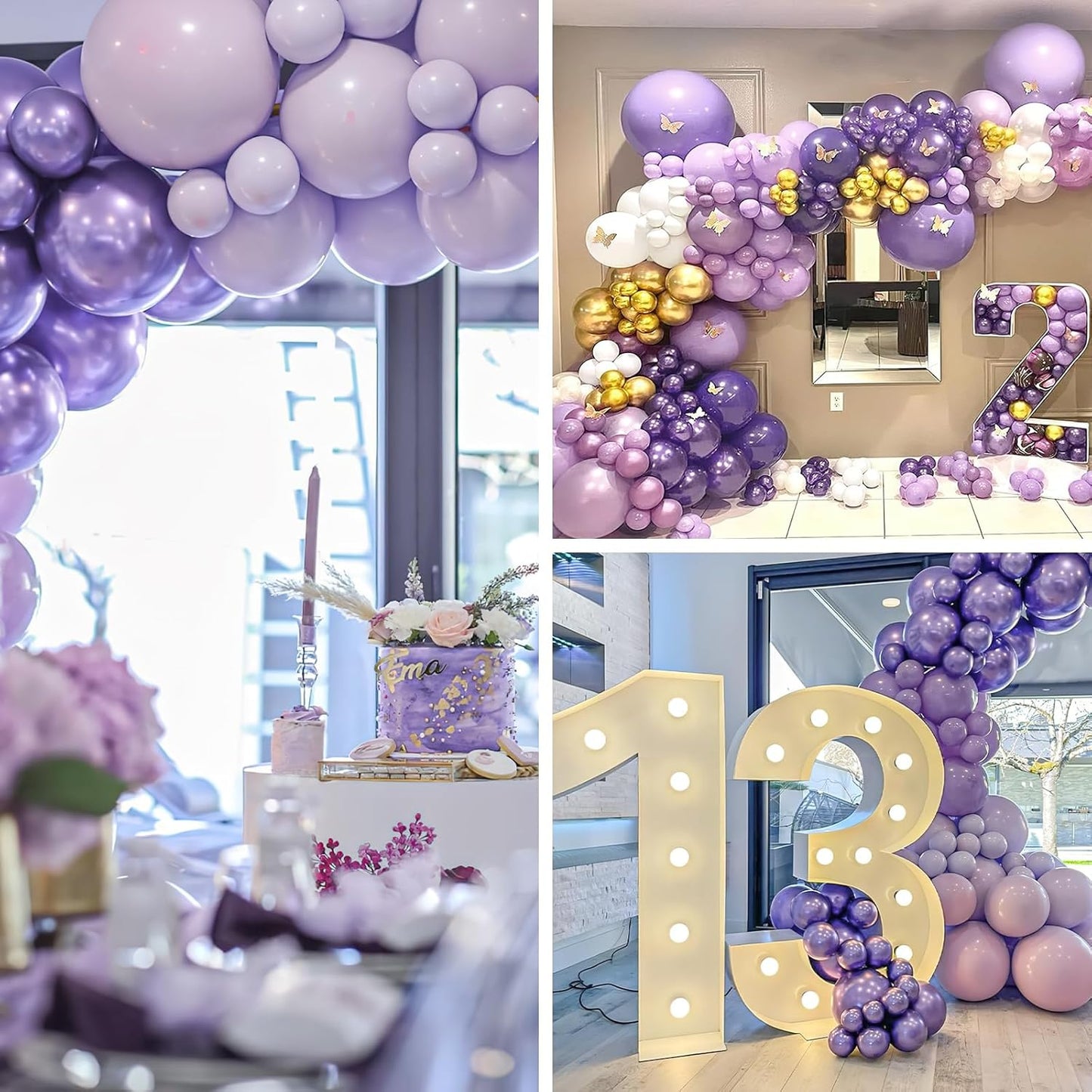 PartyWoo Metallic Purple Balloons 50 pcs 12 Inch Metallic Lavender Light Pastel Purple Lilac Latex Helium Balloons for Graduation Baby Shower Wedding Butterfly Birthday Party Decorations Purple-G130