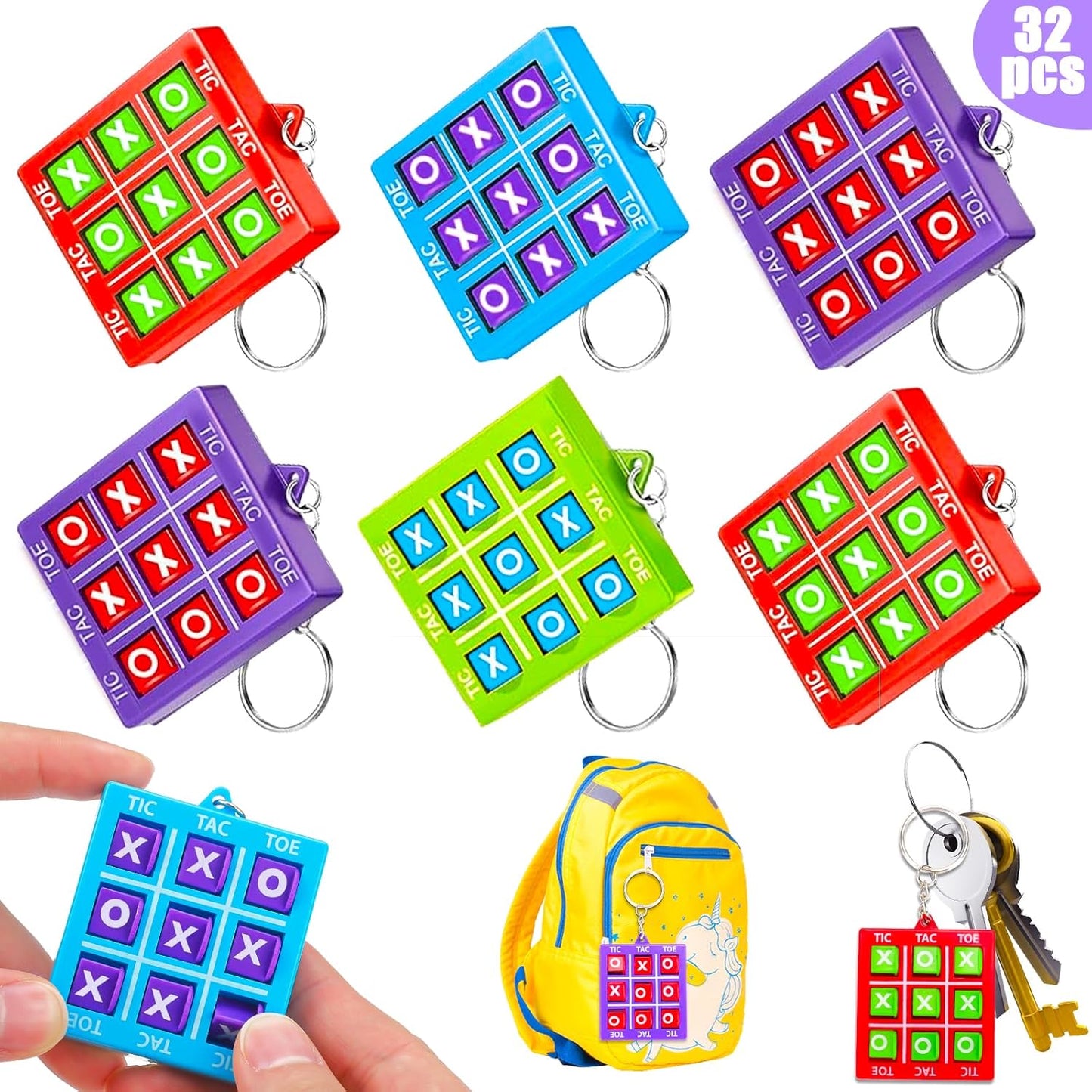 32Pcs Tic Tac Toe Game Christmas Party Favor for Kids 4-8 8-12 Goodie Bags Stocking Stuffers Birthday Return Students Gifts From Teachers Classroom Treasure Chest Prize Box Toys Pinata Fillers Bulk