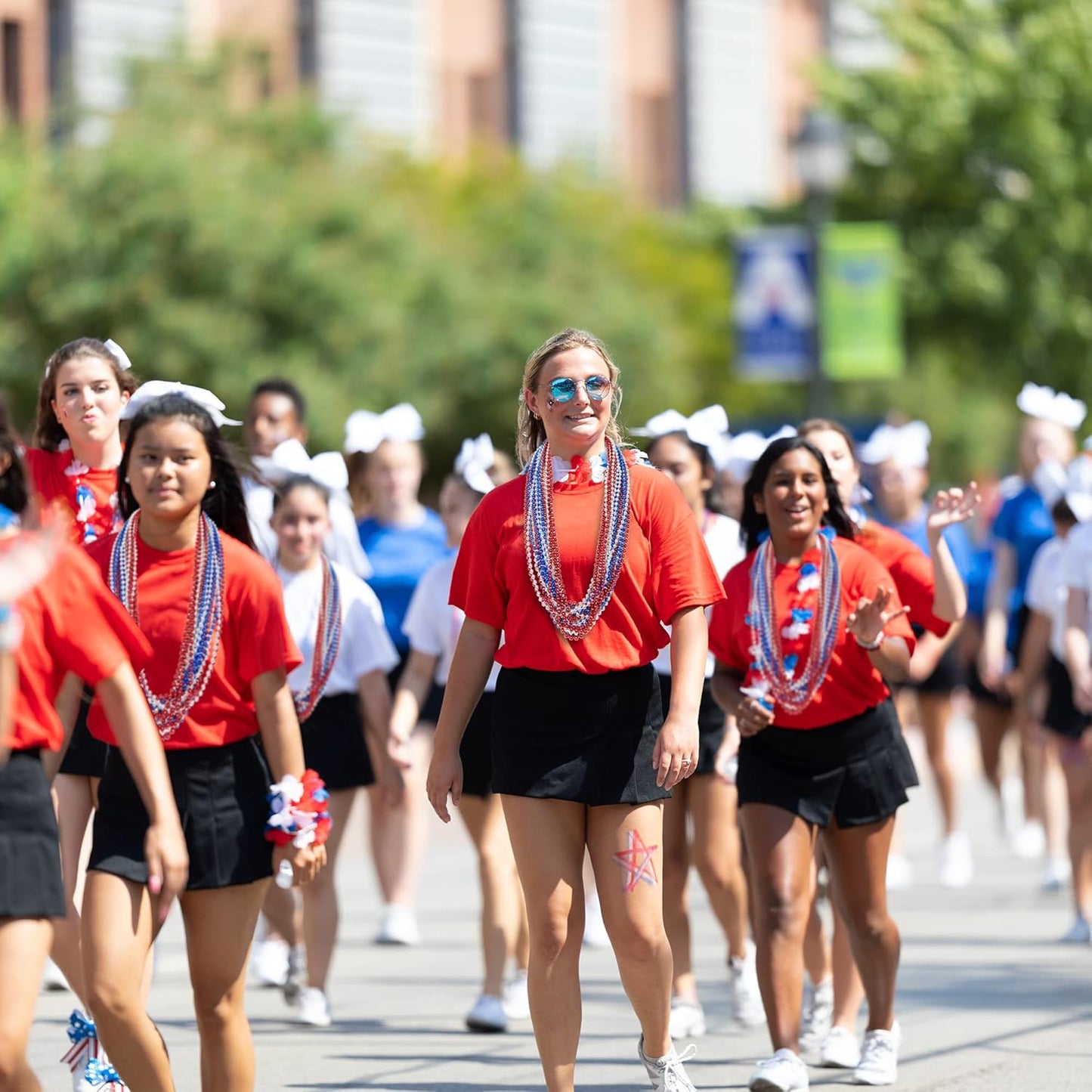 4th of July Party Favors, 12PCS Veterans Day Necklaces Bulk, Fourth of July Red Blue Silver Beads Necklace, Veterans Day Patriotic Beads Bulk for Parade Party Celebration Favors Decorations
