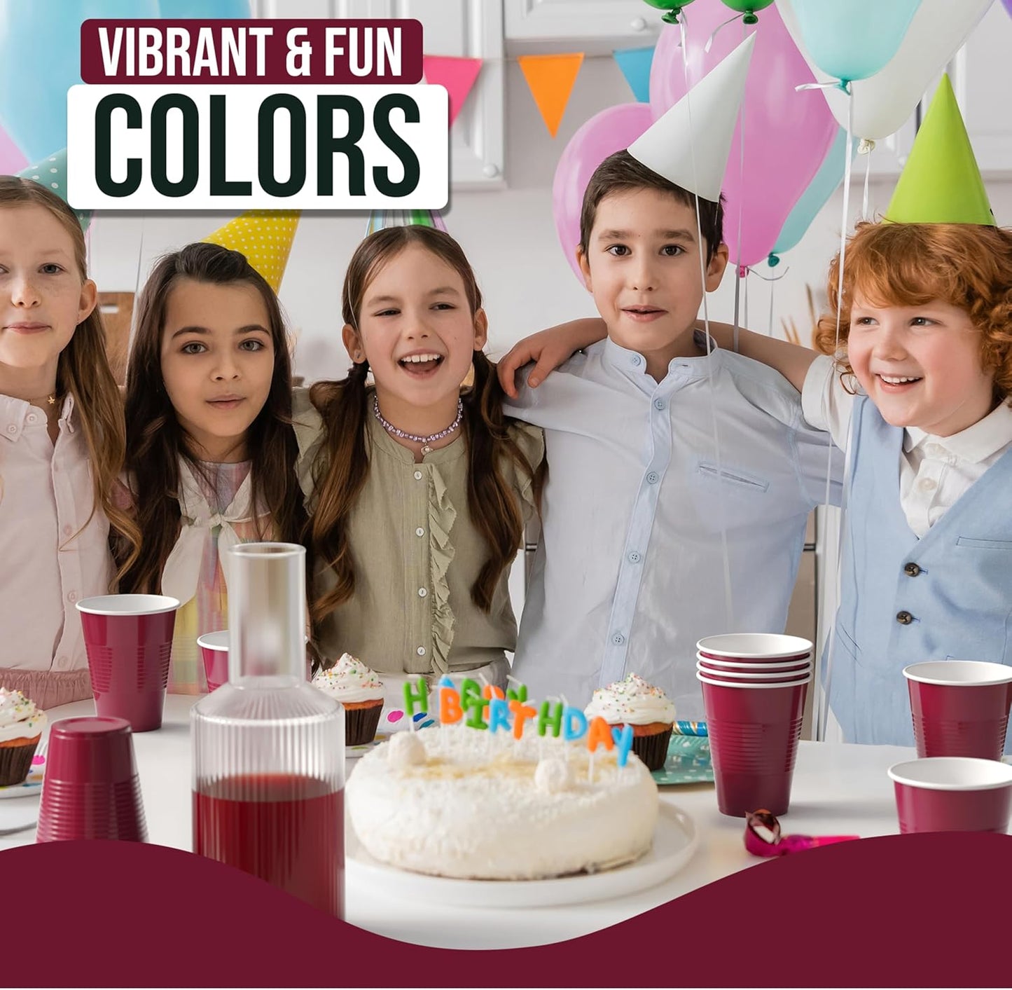 18 Oz Burgundy Plastic Cups For Party Supplies 50 Pack | Burgundy Disposable Cups Plastic | Disposable Drinkware For Parties, Events & Everyday