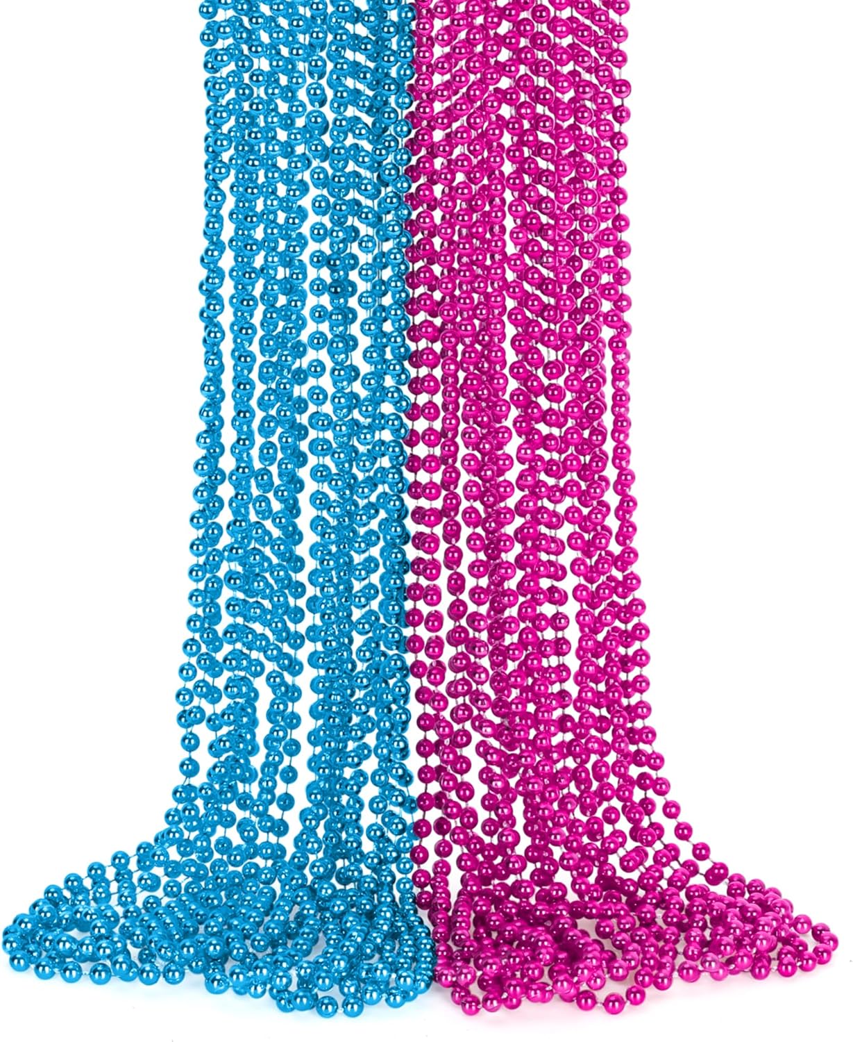 Gender Reveal Beads Decorations, 12PCS Pink Blue Gender Reveal Necklaces, 33" Round Beads Necklace Baby Gender Reveal Ideas, Boy or Girl Gender Reveal Party Accessories Sets Celebrations Decorations