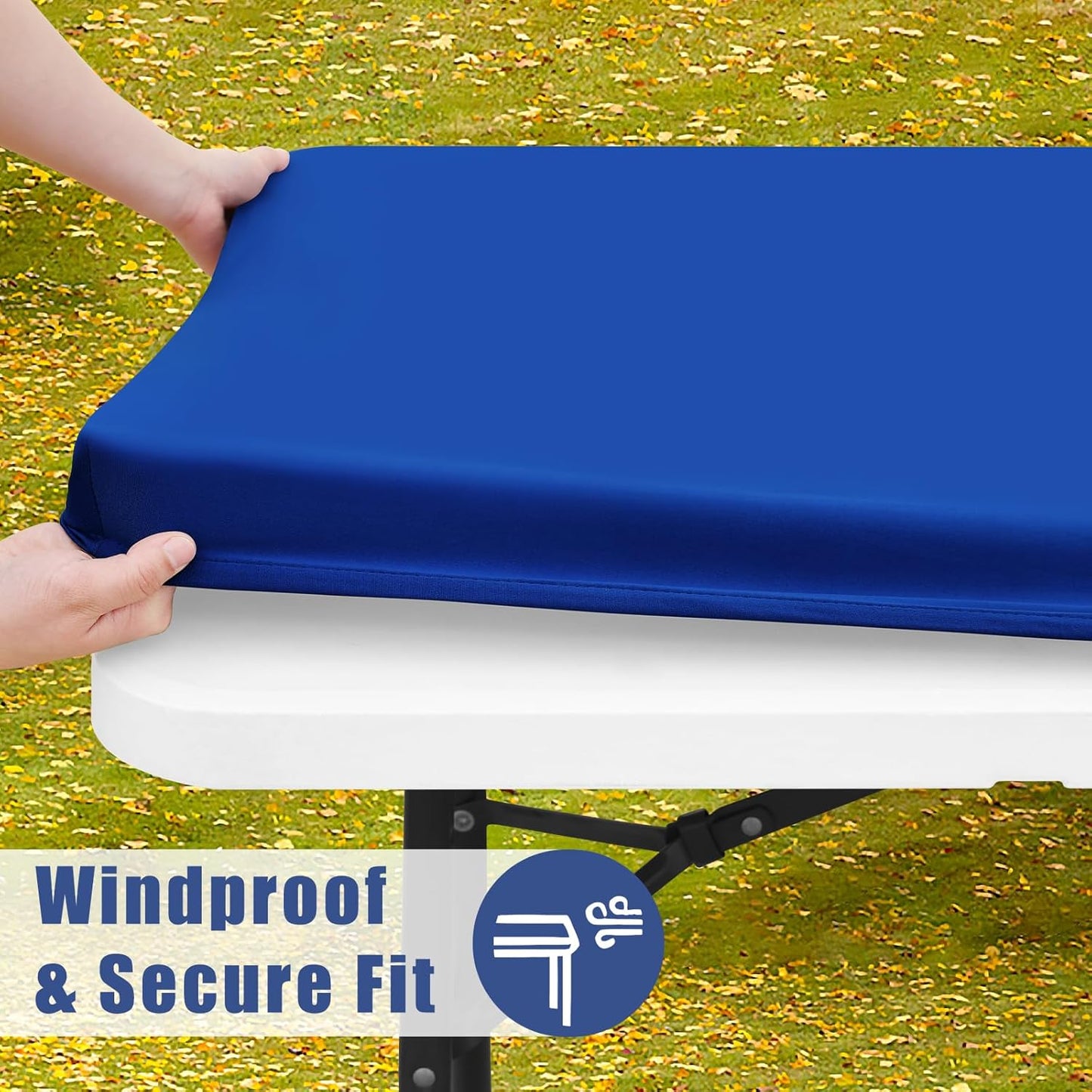 Spandex 6 Foot Rectangle Table Cloth 2 Pack, Elastic Fitted Tablecloths for Picnic, Stretch Washable Patio Table Cover for Outdoor, Camping, Banquet and Parties (Blue, 30"x72")