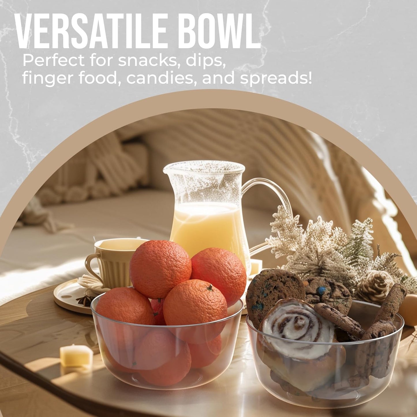 Trendables Plastic Bowls Disposable Bowls 24 Oz Set Of 50 Clear Modern Plastic Serving Bowls Perfect For Parties And Events