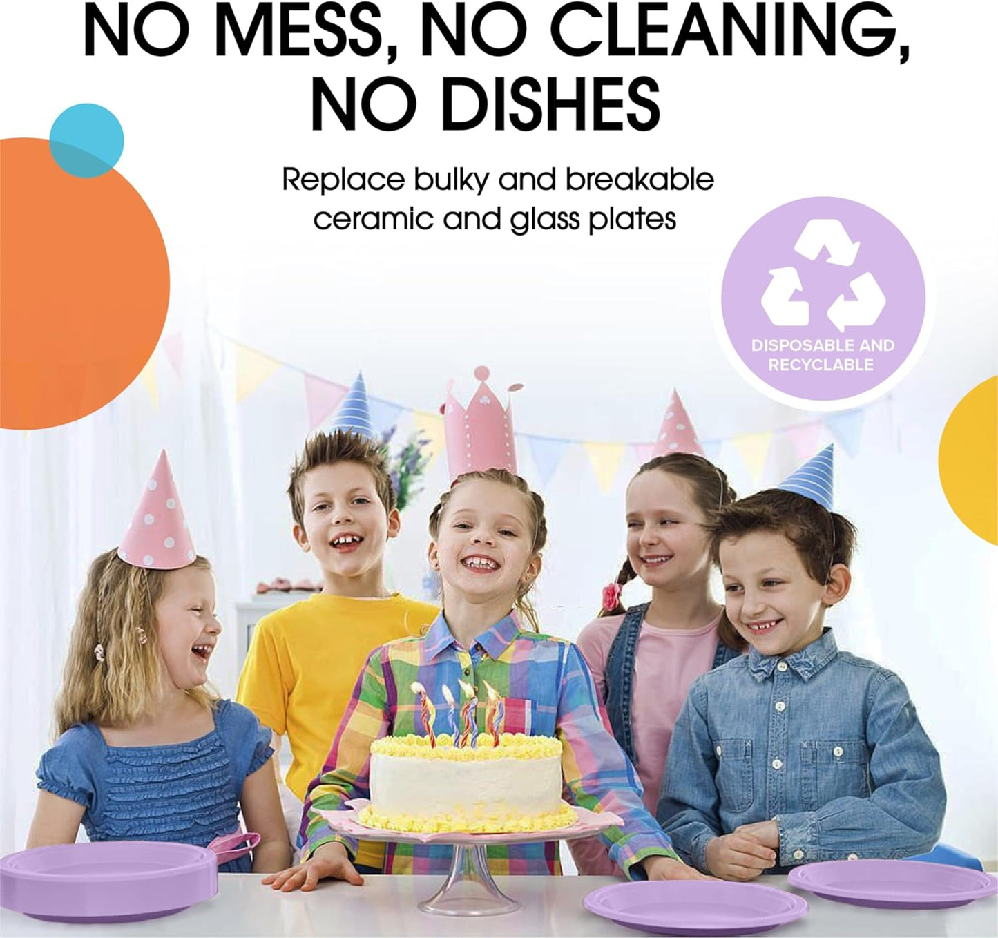 Exquisite Party Solids Lavender Plastic Plates For Party 10" Lavender Disposable Plates Heavy Duty 100 Pcs Plastic Dinnerware Sets Heavy Duty 350 GSM Disposable Dinnerware Set