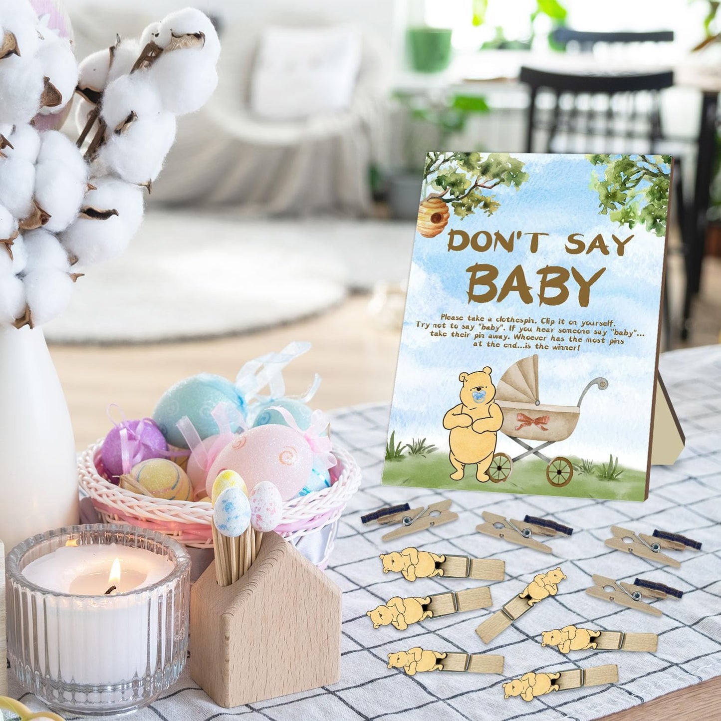 Winnie the Pooh Baby shower Party Decor, Don't Say Baby Game Sign, 21Pcs Baby Shower Game Set, Baby Shower Table Sign Centerpieces, Baby Shower Birthday Party Decorations Supplies
