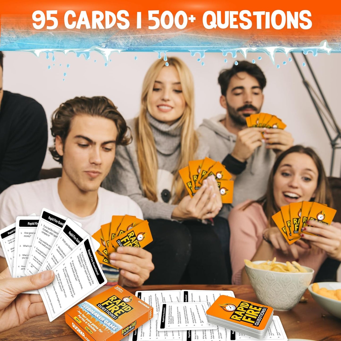 QUOKKA Icebreaker Cards with 500+ Questions - Adults Kids Family Conversation Cards Game - Break The Ice Family Game for Kids 8-12 - Perfect for Family or Adults Game Night I Travel Version