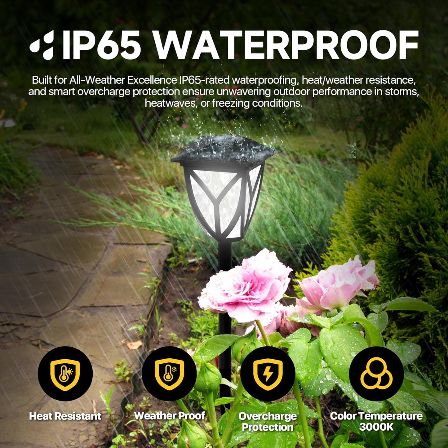 Ensenior 6-Pack Solar Lights Outdoor, 16.77" 6500K LED Solar Garden Lights for Pathway, Yard, Patio, Walkway, Planter, Waterproof, Energy-Efficient Landscape Lighting
