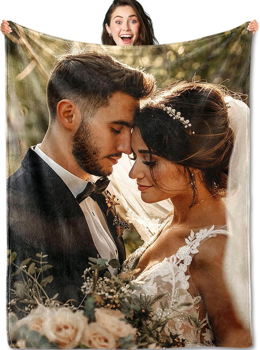 Yofair Ships Next Day, Custom Blanket with Picture Anniversary Wedding Gifts for Women Men Personalized Photo Blankets I Love You Couple Gift for Boyfriend Girlfriend Wife Husband