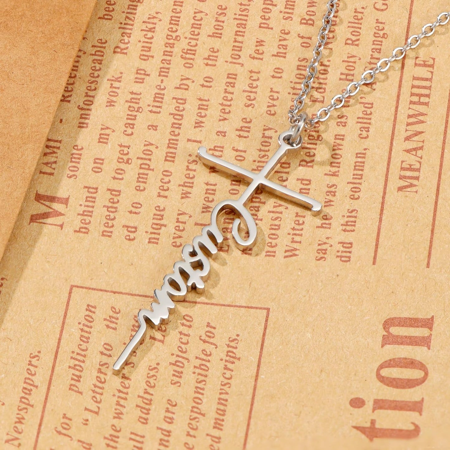 Lcherry Faith Cross Pendant Necklace for Women Religious Christian Jewelry Mother's Day Gifts for Women