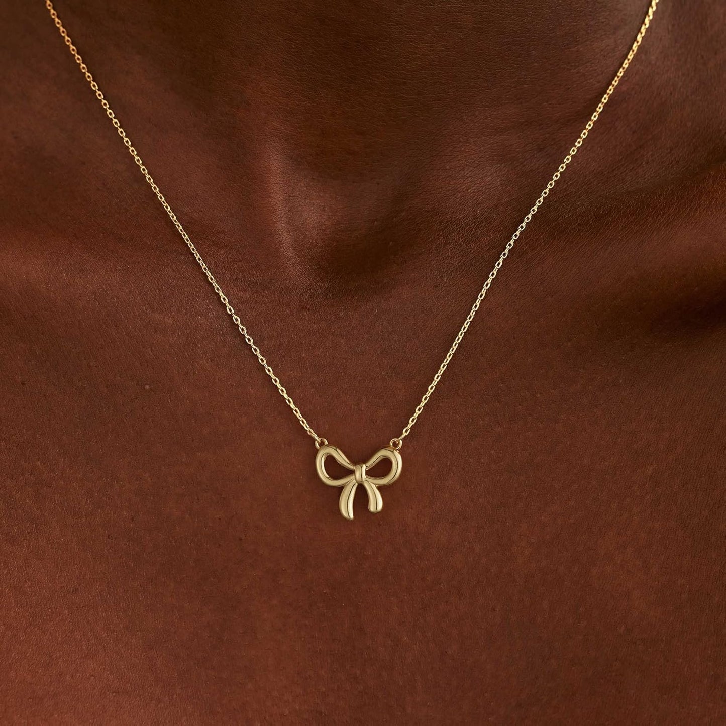 Stocking Stuffers for Women Dainty Bow Necklace 14K Gold Plated Cute Choker Small Pendant Charm Necklaces Teen Gift Trendy Stuff Personalized Jewelry Christmas Gifts