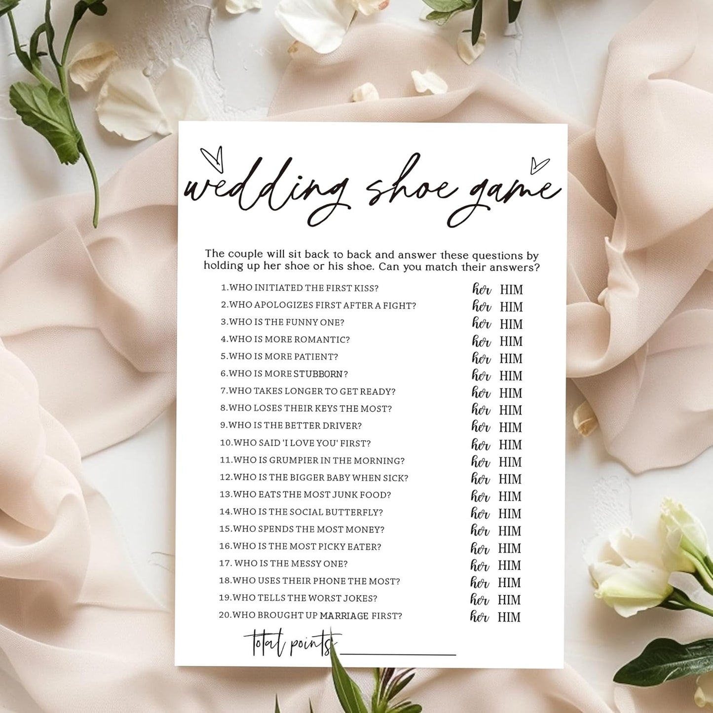 Bridal Shower Games 25 Guests, Engagement Party Wedding Games for Guests, Minimalist White Wedding Party Supplies - A04-2