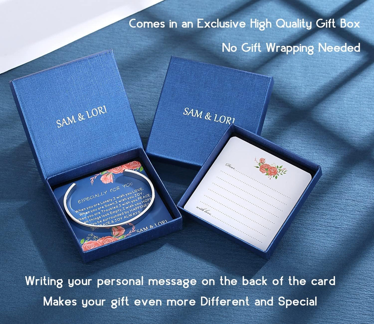 SAM & LORI Personal Bracelets for Teens/Women-Inspirational Jewelry Gifts (Various Designs) for Daughter/Sister/Mom/Friends-Adjustable Bracelet in a Pretty Gift Box